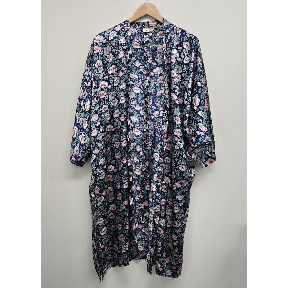 VTG Victorias Secret Gold Label Floral Satin Night Gown Robe OSFA Hong Kong READ